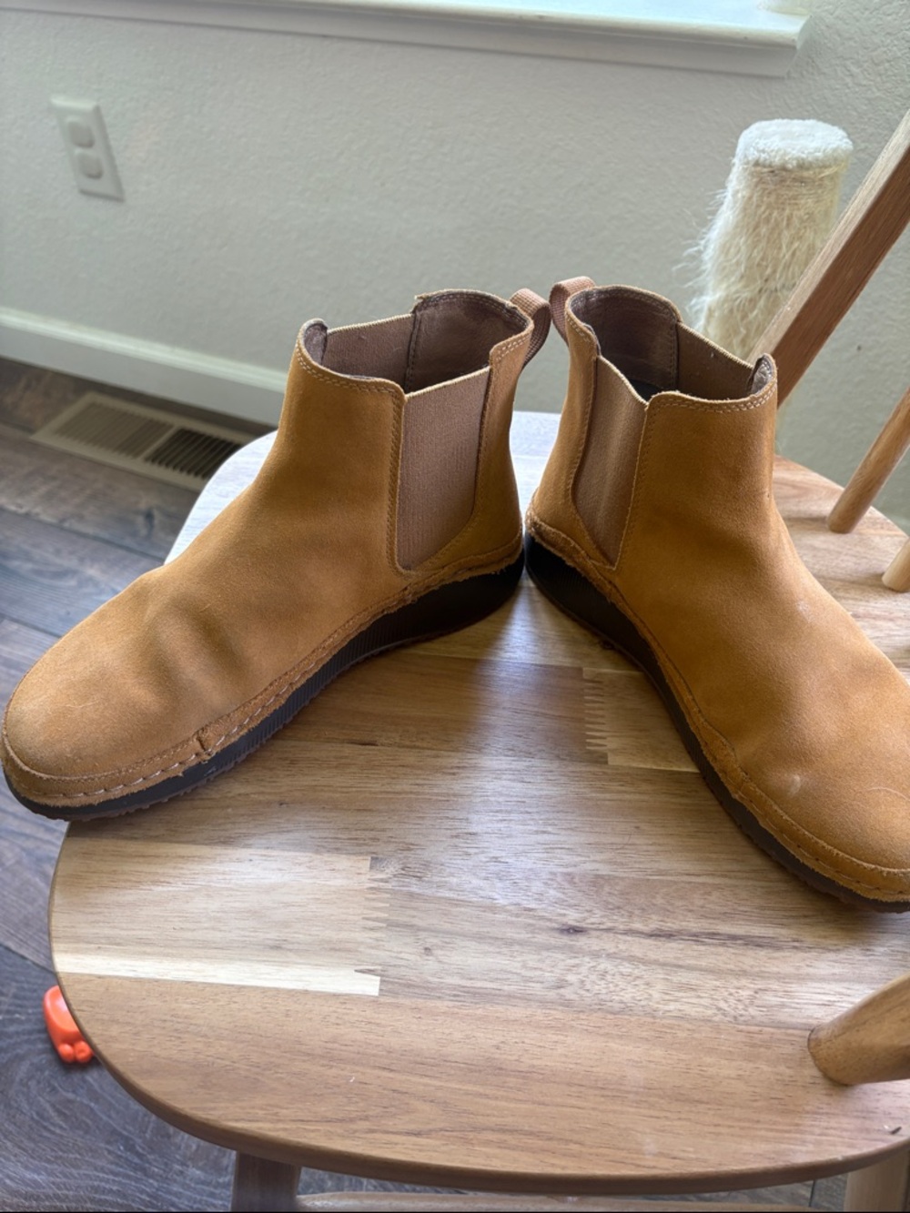 Women’s Tan Suede Chelsea Boots - Slip-On Comfort - Picture 8 of 10